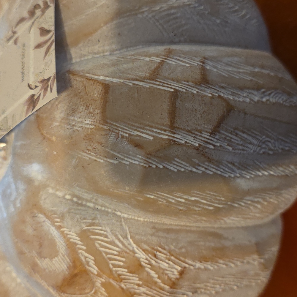 Decorative White and Tan Vintage Wood Carved Pumpkin - Picture 4 of 5